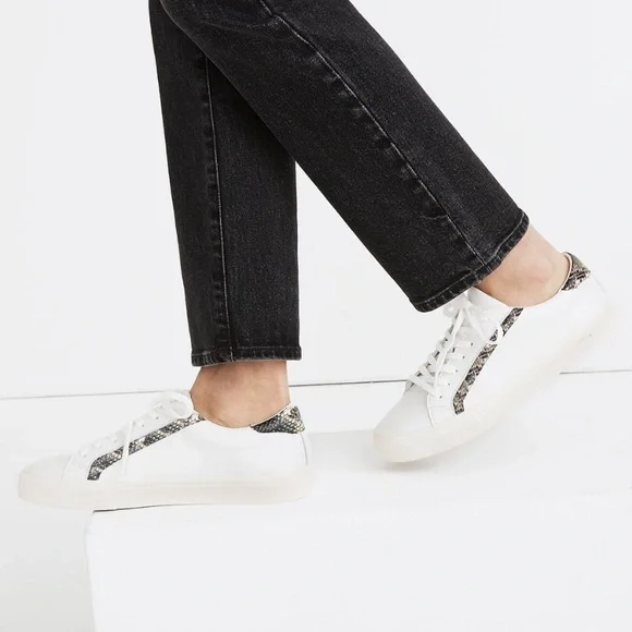 Madewell Sidewalk Low Top Sneakers in Snake Embossed Leather - Picture 2 of 12